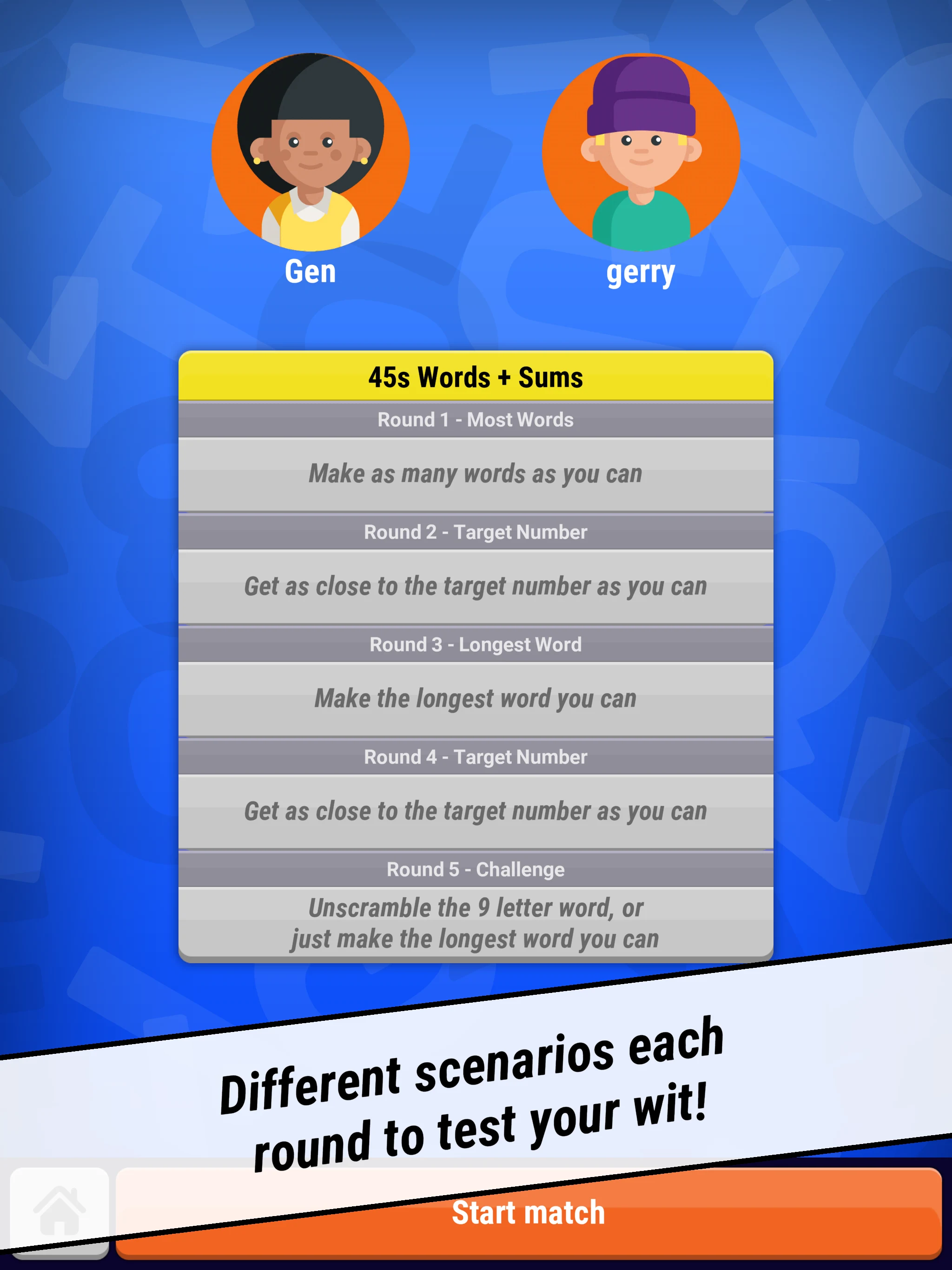Words and Sums screenshot