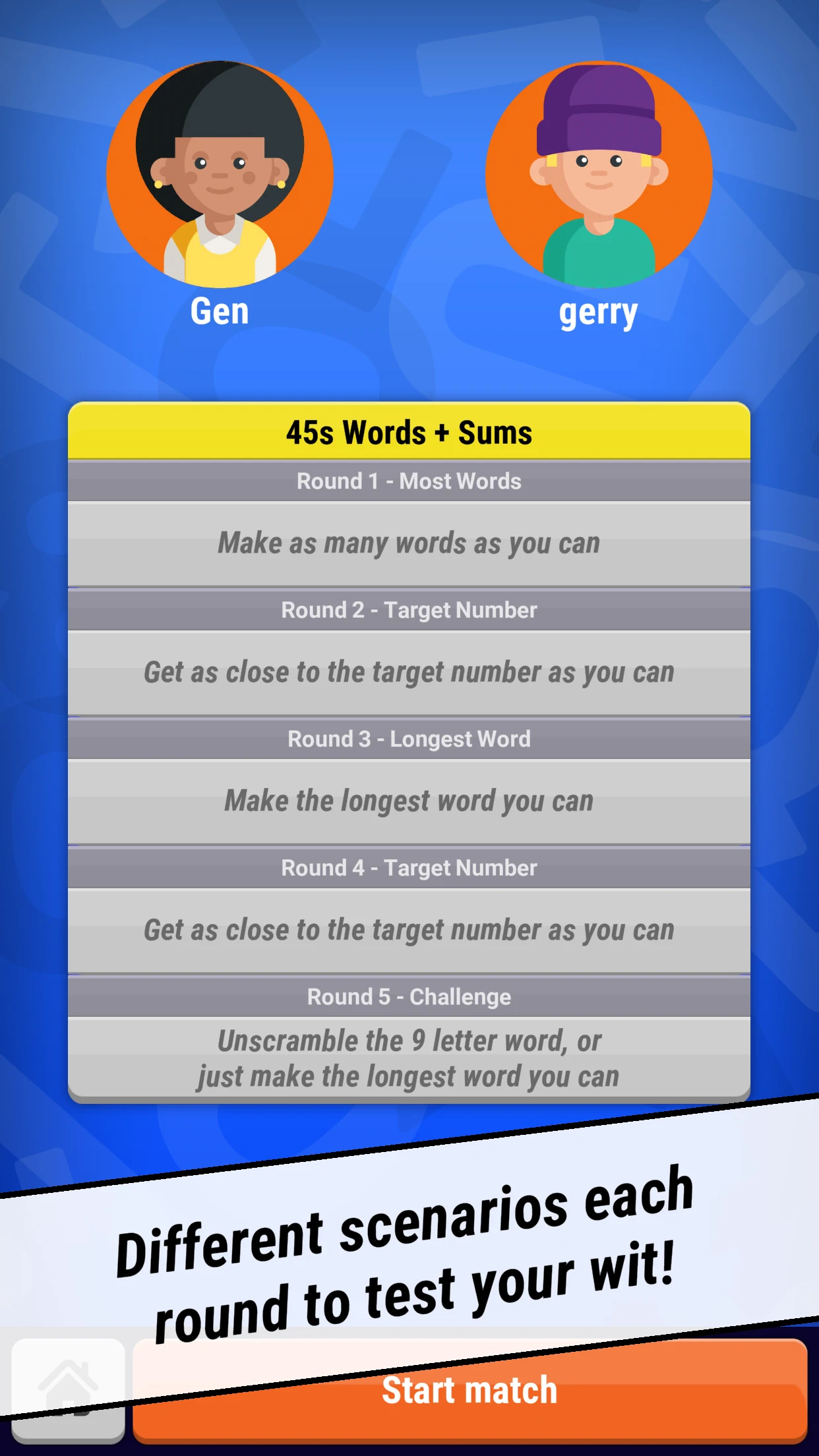 Words and Sums screenshot